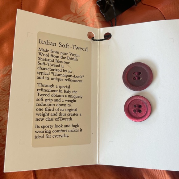 Women VON DORNBERG MUNICH NWT 3 Button Italian Tweed Blazer-Burgundy Red-36, US6 - Picture 11 of 12